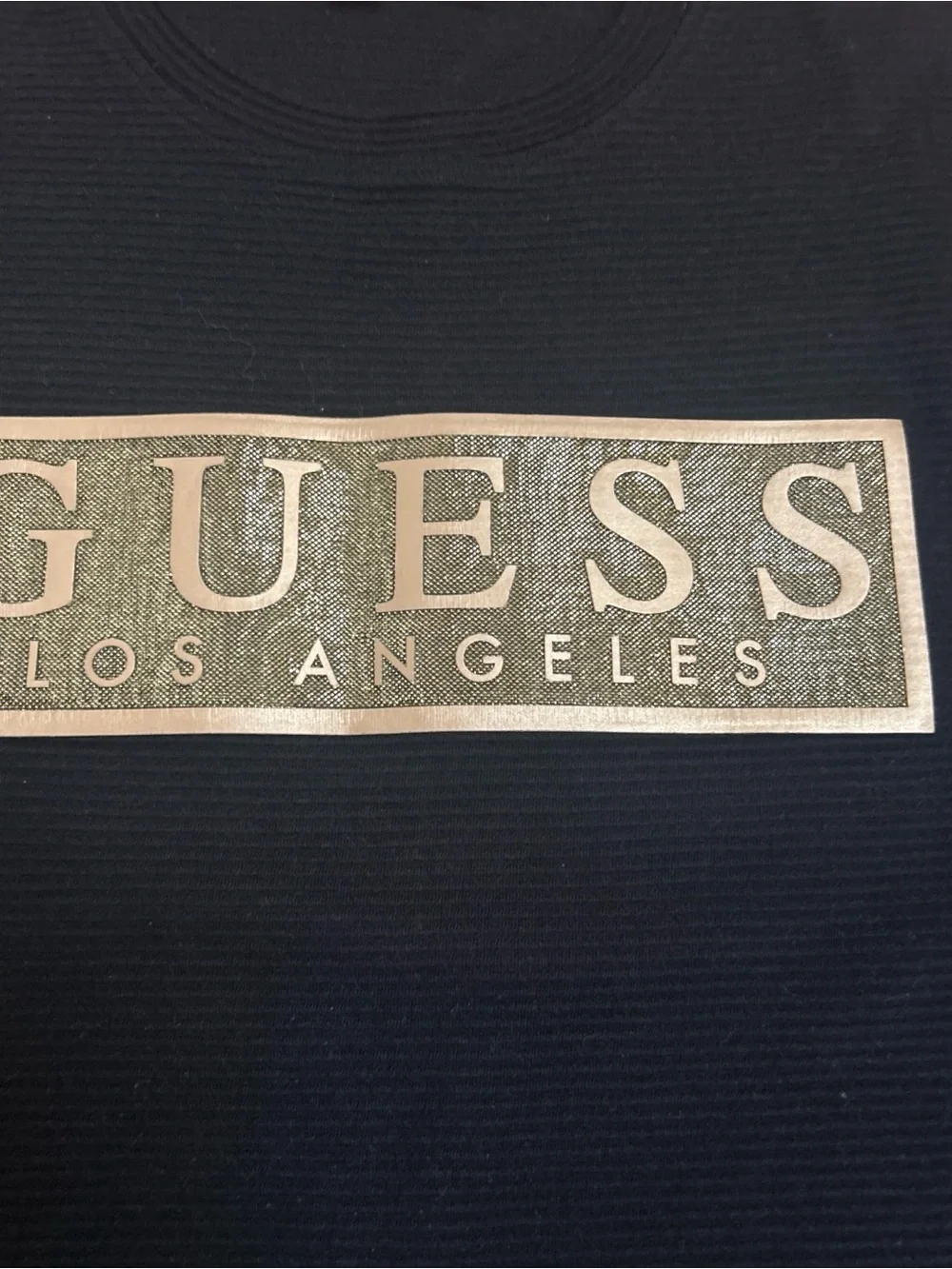 Guess Black Ribbed Tee with Red Label - Picture 3 of 7